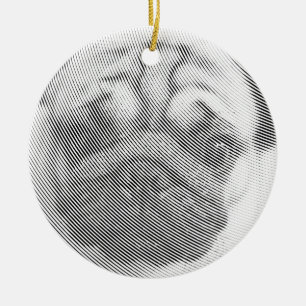 Pug Ansikte Julgransprydnad Keramik