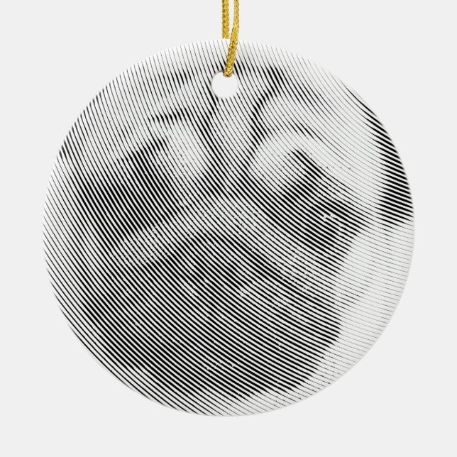 Pug Ansikte Julgransprydnad Keramik (Framsidan)