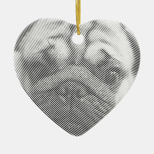 Pug Ansikte Julgransprydnad Keramik (Framsidan)