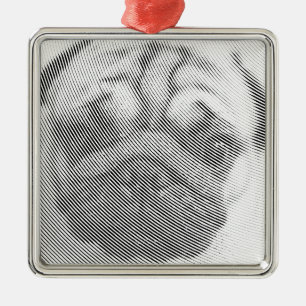 Pug Ansikte Julgransprydnad Metall