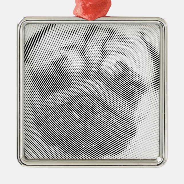 Pug Ansikte Julgransprydnad Metall (Framsidan)