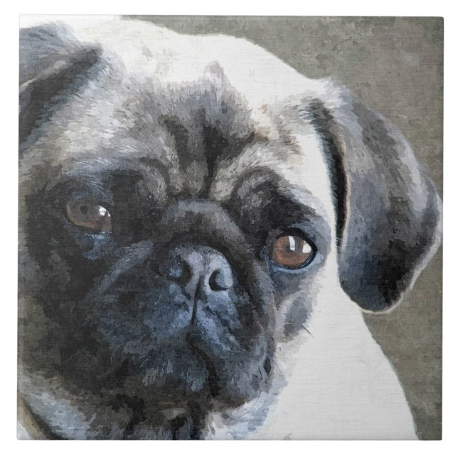Pug Ansikte Kakelplatta (Framsidan)
