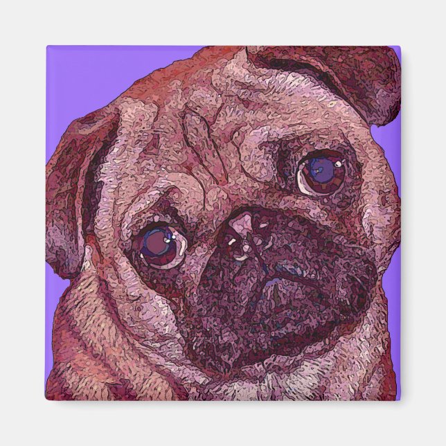 Pug Ansikte Magnet (Framsidan)