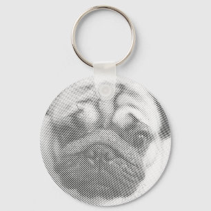 Pug Ansikte Nyckelring