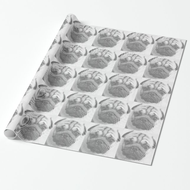 Pug Ansikte Presentpapper (Utrullad)