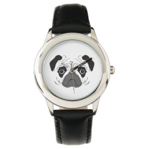 Pug Ansikte Silhouette Armbandsur