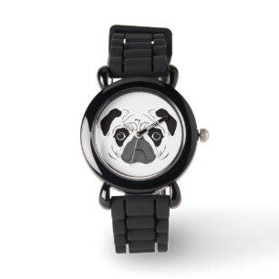 Pug Ansikte Silhouette Armbandsur
