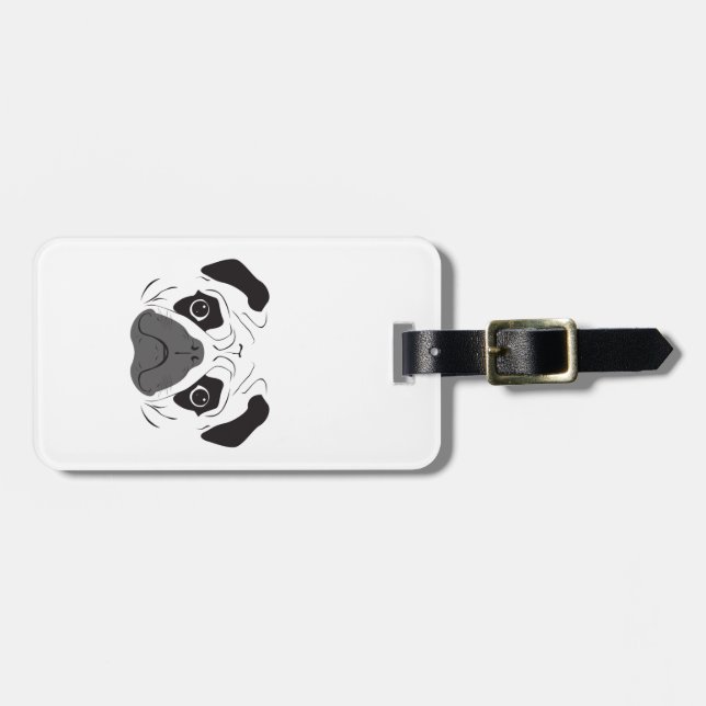 Pug Ansikte Silhouette Bagagebricka (Horisontell Framsida)