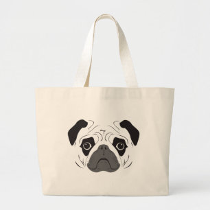 Pug Ansikte Silhouette Jumbo Tygkasse