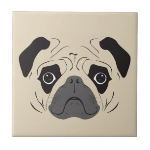 Pug Ansikte Silhouette Kakelplatta