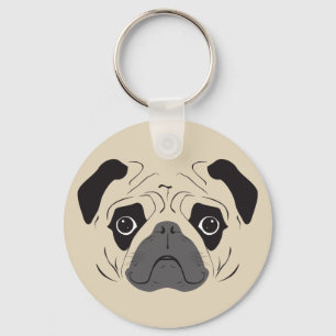 Pug Ansikte Silhouette Nyckelring