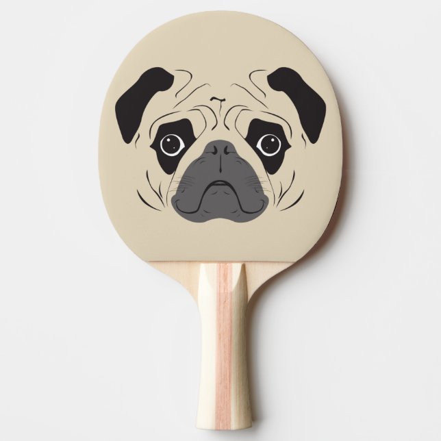Pug Ansikte Silhouette Pingisracket (Framsidan)