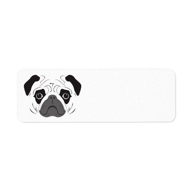 Pug Ansikte Silhouette Returadress Etikett (Framsidan)