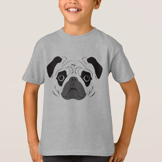 Pug Ansikte Silhouette T Shirt (Framsida)