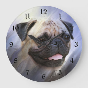 Pug ansikte stor klocka