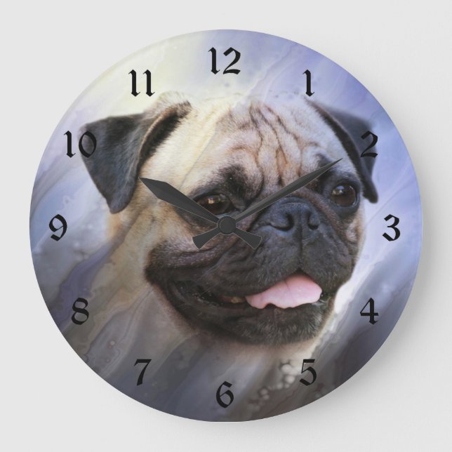Pug ansikte stor klocka (Framsida)