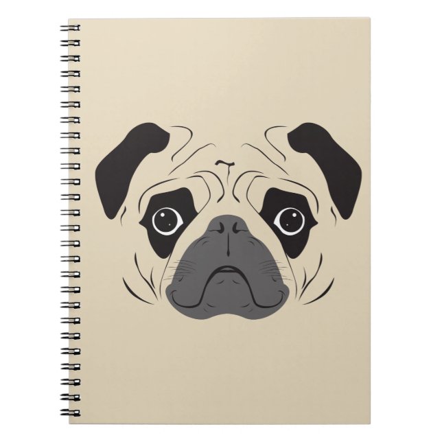 Pug Ansikts Silhuett Anteckningsbok (Framsidan)
