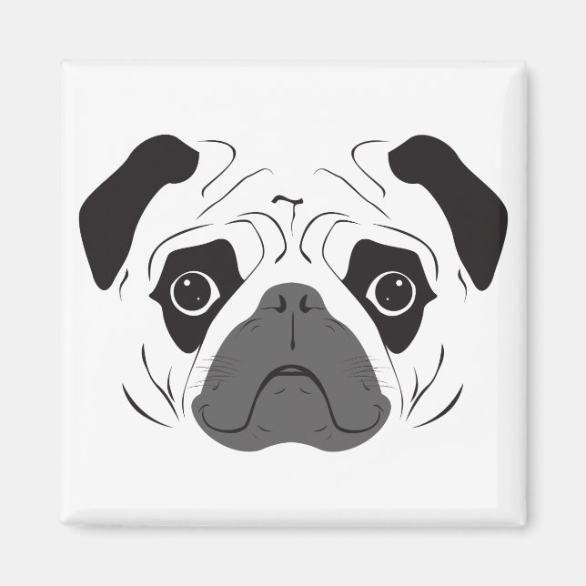 Pug ansikts siluett magnet (Framsidan)