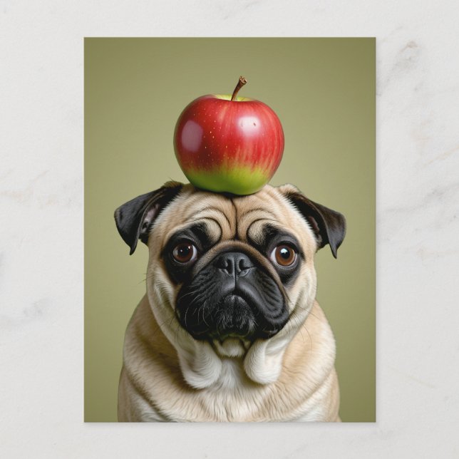 Pug Apple Helg Vykort (Framsida)