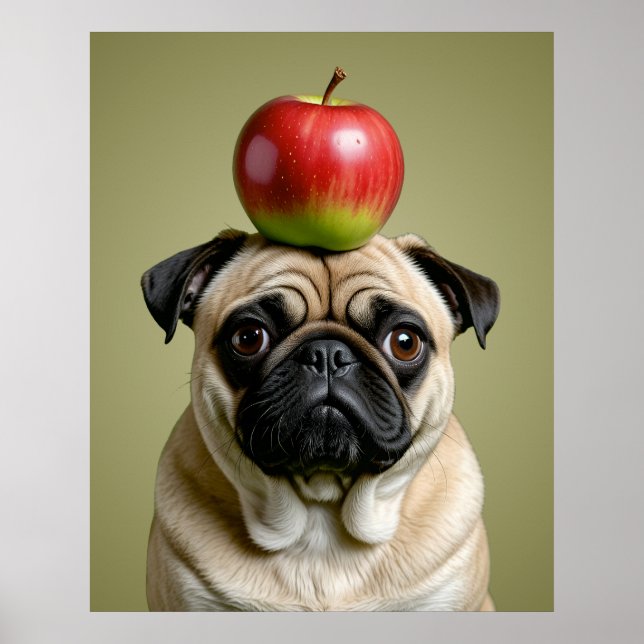 Pug Apple Poster (Framsidan)