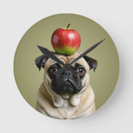 Pug Apple Rund Klocka
