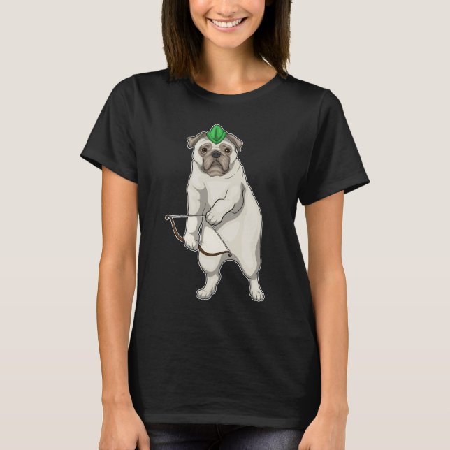 Pug Archer Bow T Shirt (Framsida)