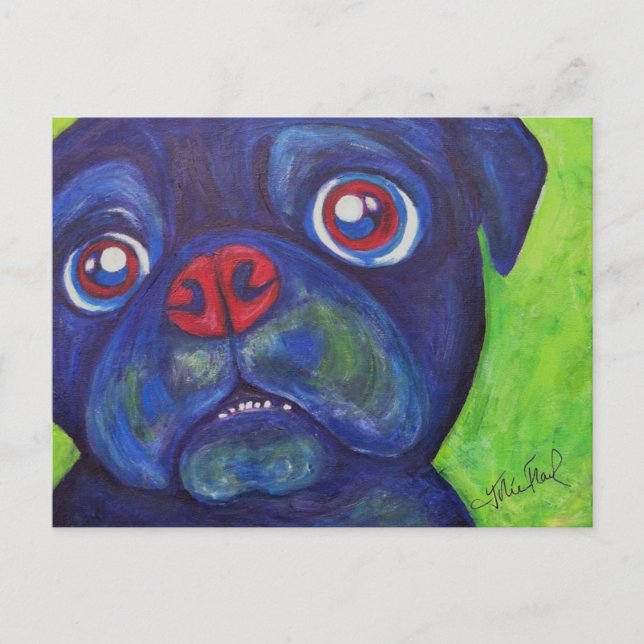 Pug Art "Apulisk entusiasm" Vykort (Framsida)