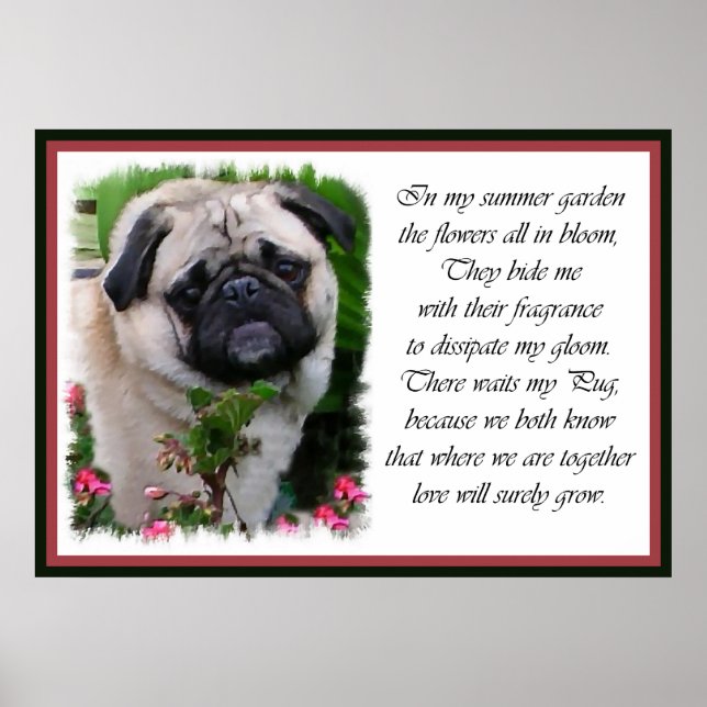 Pug Art Garden Dikt Poster (Framsidan)