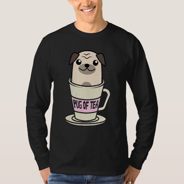 Pug av te Cool ört dryck drycker Djur   T Shirt (Framsida)