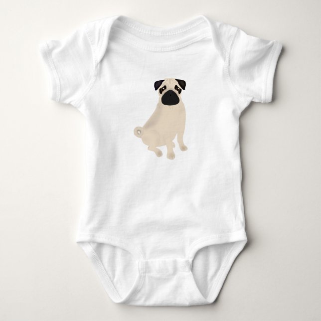 Pug Baby Bodydräkt T-shirt (Framsida)