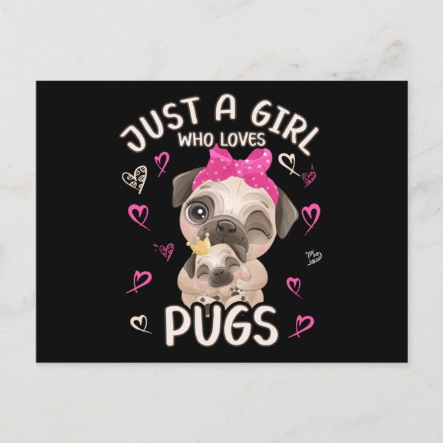 Pug Baby Foul bara en flicka som Kärlek Pugs Pugs Vykort (Framsida)