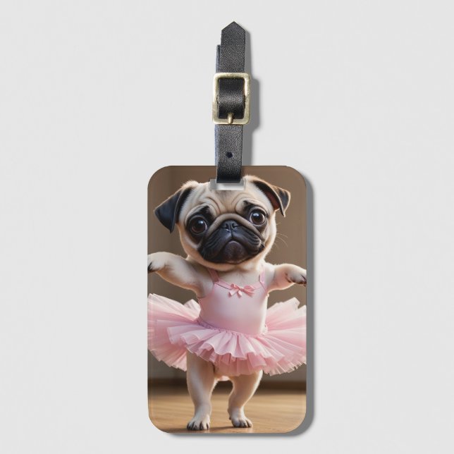 Pug Ballerina Bagagebricka (Framsida vertikal)