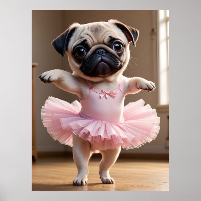 Pug Ballerina Poster (Framsidan)