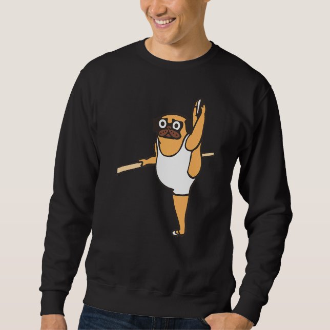 Pug Ballet Dancer Lång Ärmad Tröja (Framsida)