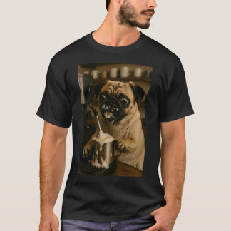 Pug Barista, Söt Hund Konst, Kaffeälskare, Hem Dek T Shirt