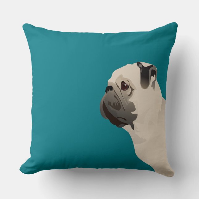 Pug Basic-ras - anpassa den med text och färg Kudde (Framsida)