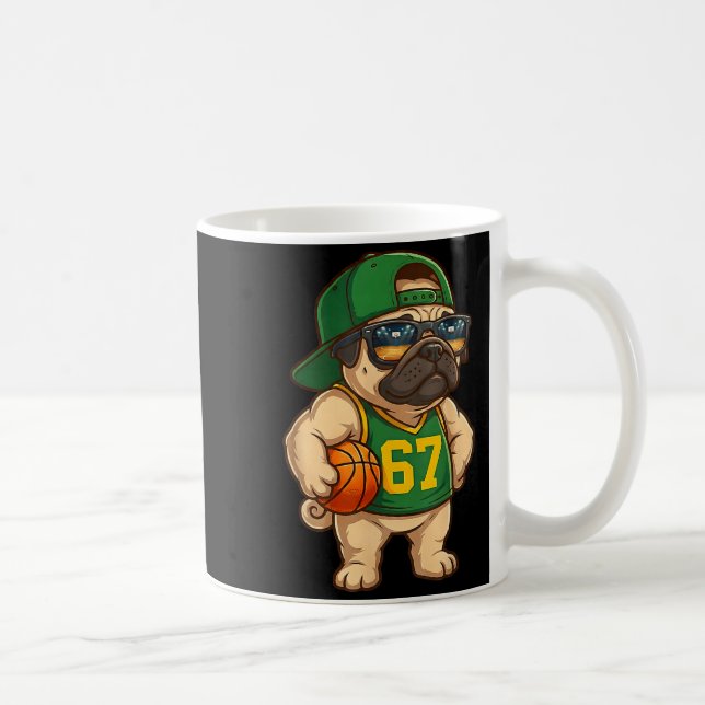 Pug Basketball Dog 67 Gen Alpha Slang Srts Men Boy Kaffemugg (Höger)