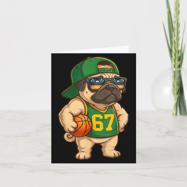 Pug Basketball Dog 67 Gen Alpha Slang Srts Men Boy Kort (Framsida)
