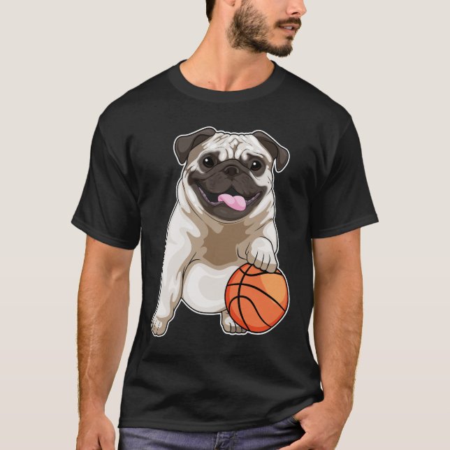 Pug Basketball-spelare Basketball T Shirt (Framsida)
