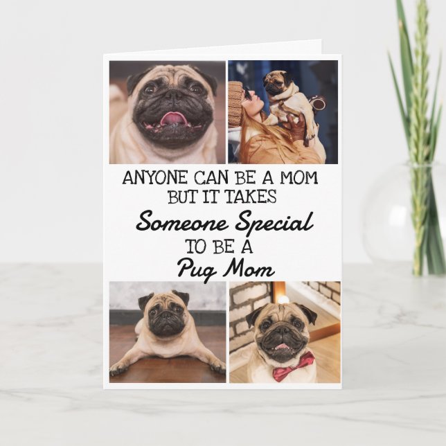 Pug.. Bästa Mors dag-kort Mamma Tack Kort (Framsida)