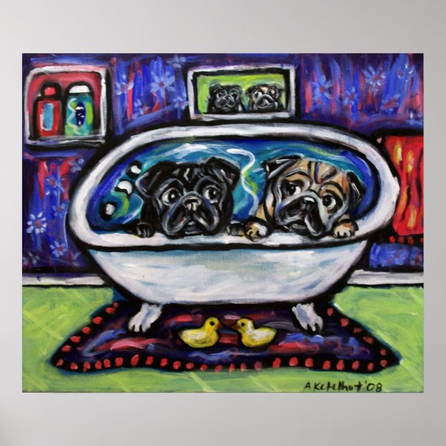 Pug bathtime poster (Framsidan)