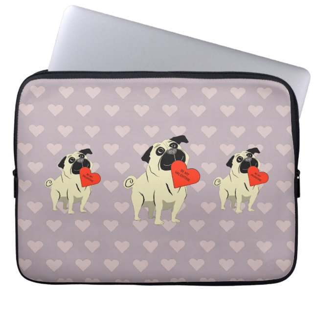 Pug be my Valentine Laptop Fodral (Framsidan)