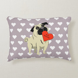 Pug be my Valentine Prydnadskudde