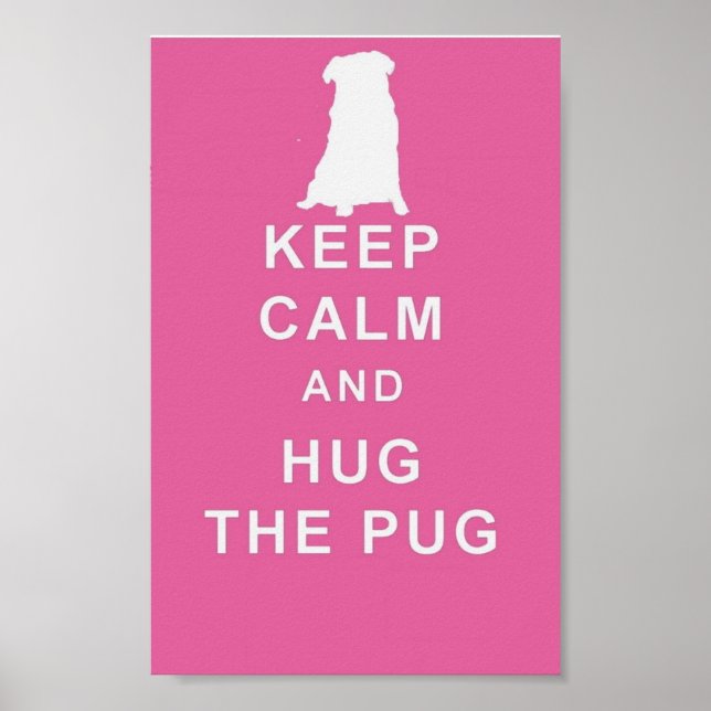 PUG BEHÅLLA LUGN HUG PUG ART POSTER BIRTHDAY (Framsidan)