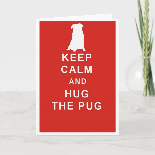 PUG BEHÅLLA LUGN HUG PUG BIRTHDAY-KORT KORT (Framsida)