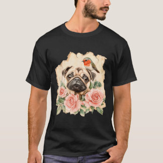 Pug bird cute dog funny pug  t shirt