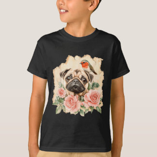 Pug bird cute dog funny pug  t shirt