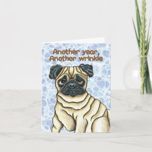 Pug Birthday Card Kort (Framsida)