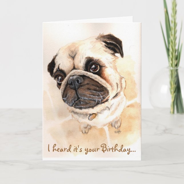 Pug Birthday Card Kort (Framsida)