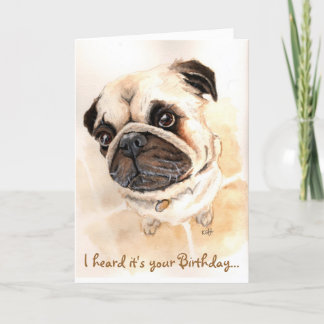 Pug Birthday Card Kort